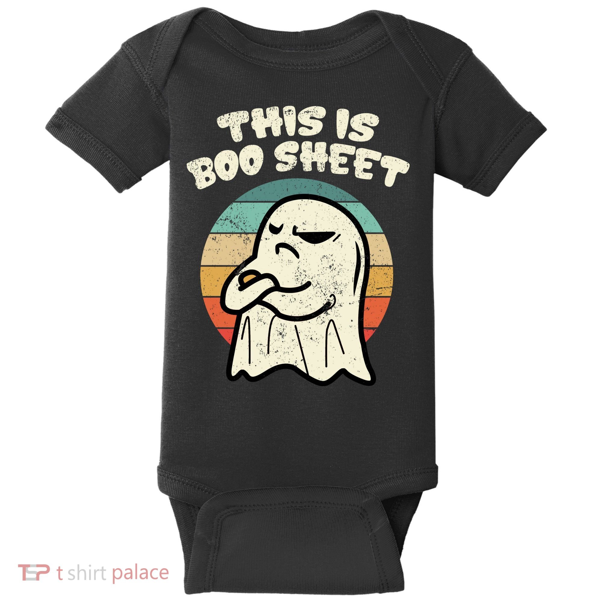 This Is Boo Sheet Ghost Retro Halloween Costume Baby Bodysuit