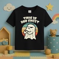 This Is Boo Sheet Ghost Retro Halloween Costume Toddler T-Shirt thumb 3