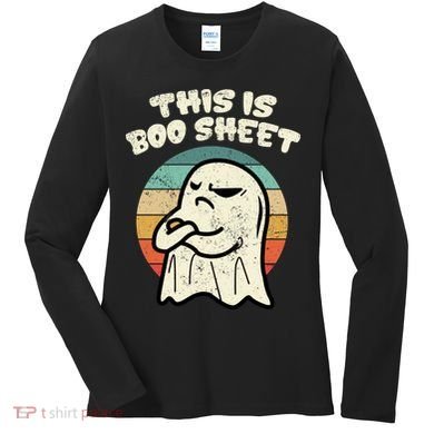 This Is Boo Sheet Ghost Retro Halloween Costume Women's Long Sleeve Shirt