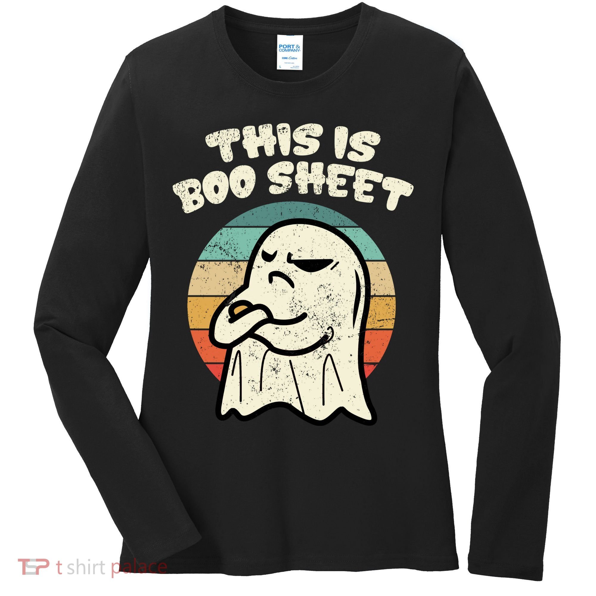 This Is Boo Sheet Ghost Retro Halloween Costume Women's Long Sleeve Shirt