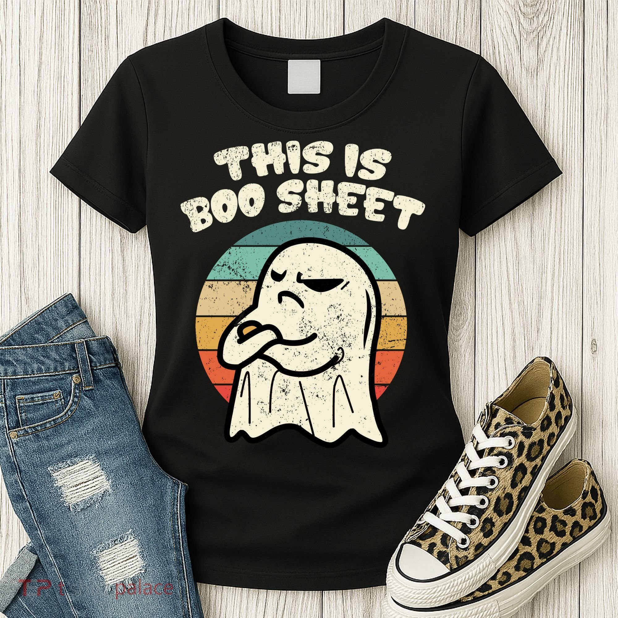 This Is Boo Sheet Ghost Retro Halloween Costume Women's T-Shirt