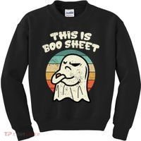 This Is Boo Sheet Ghost Retro Halloween Costume Kids Sweatshirt thumb 0