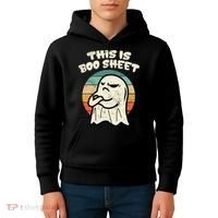 This Is Boo Sheet Ghost Retro Halloween Costume Kids Hoodie thumb 4