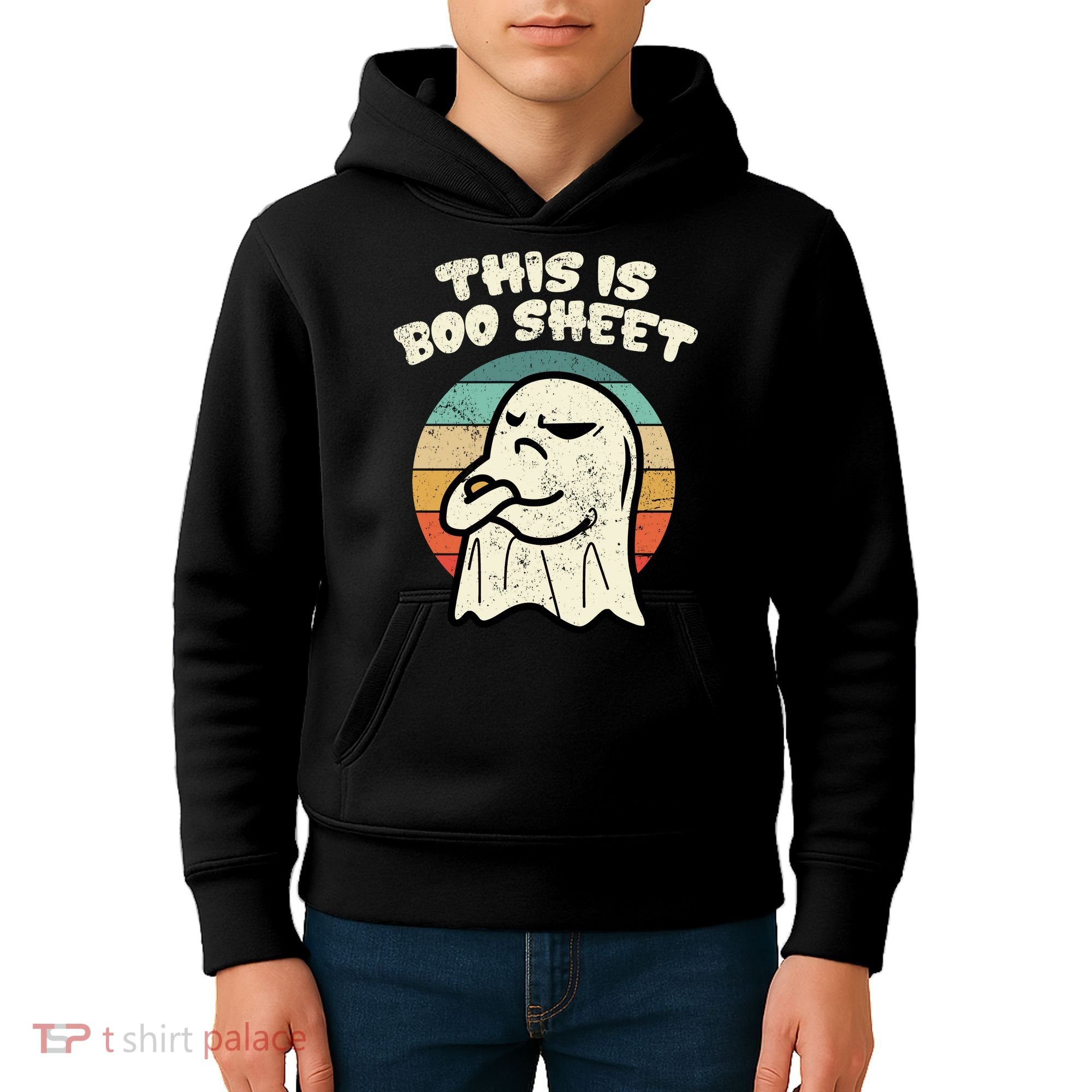 This Is Boo Sheet Ghost Retro Halloween Costume Kids Hoodie