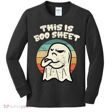 This Is Boo Sheet Ghost Retro Halloween Costume Kids Long Sleeve Shirt