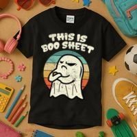 This Is Boo Sheet Ghost Retro Halloween Costume Kids T-Shirt thumb 3