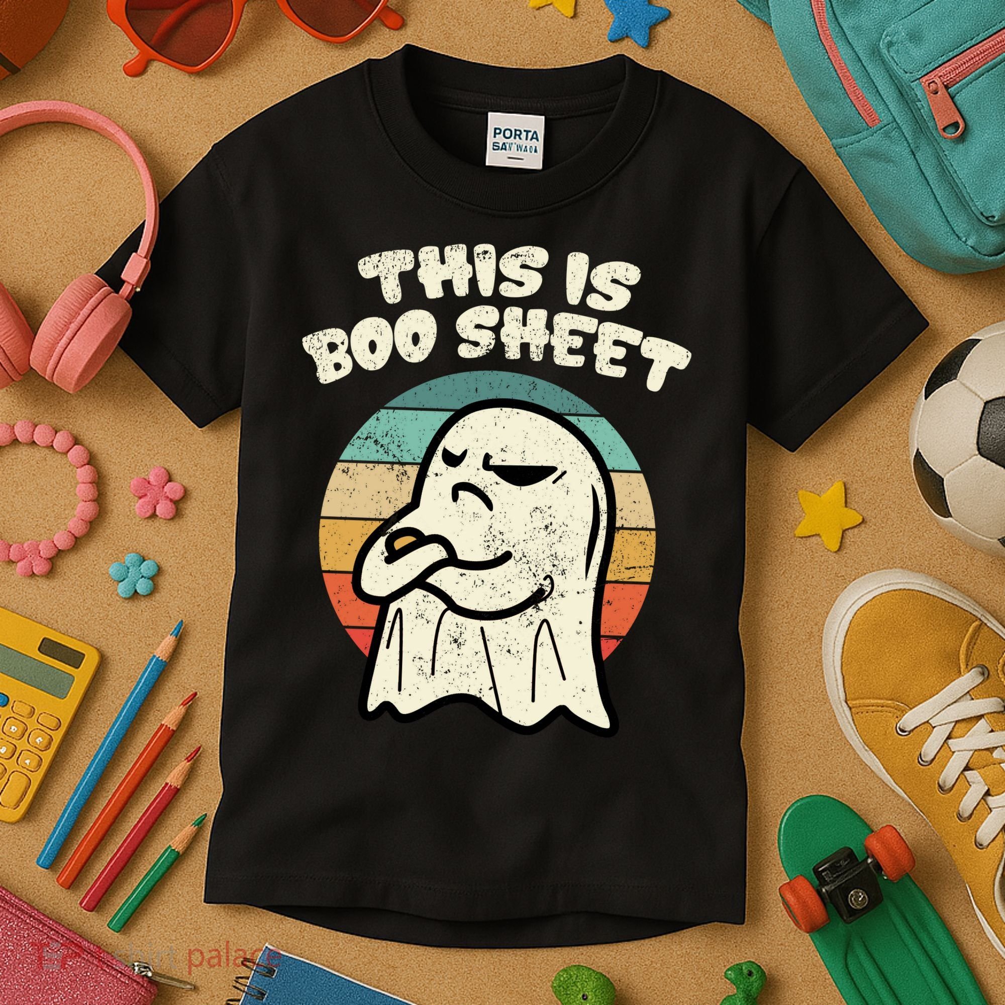 This Is Boo Sheet Ghost Retro Halloween Costume Kids T-Shirt