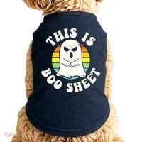 This Is Boo Sheet Ghost Retro Halloween Costume Doggie Tank thumb 0
