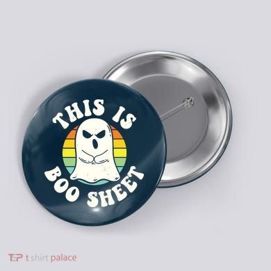 This Is Boo Sheet Ghost Retro Halloween Costume Button