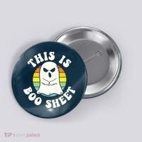 This Is Boo Sheet Ghost Retro Halloween Costume Button thumb 0