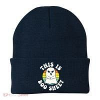 This Is Boo Sheet Ghost Retro Halloween Costume Beanie thumb 0
