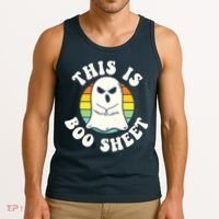 This Is Boo Sheet Ghost Retro Halloween Costume Tank Top thumb 3