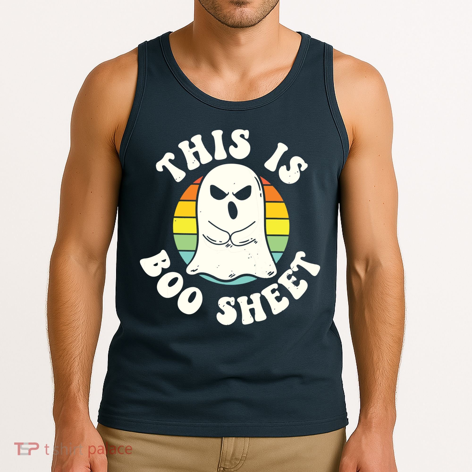 This Is Boo Sheet Ghost Retro Halloween Costume Tank Top