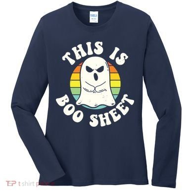 This Is Boo Sheet Ghost Retro Halloween Costume Women's Long Sleeve Shirt