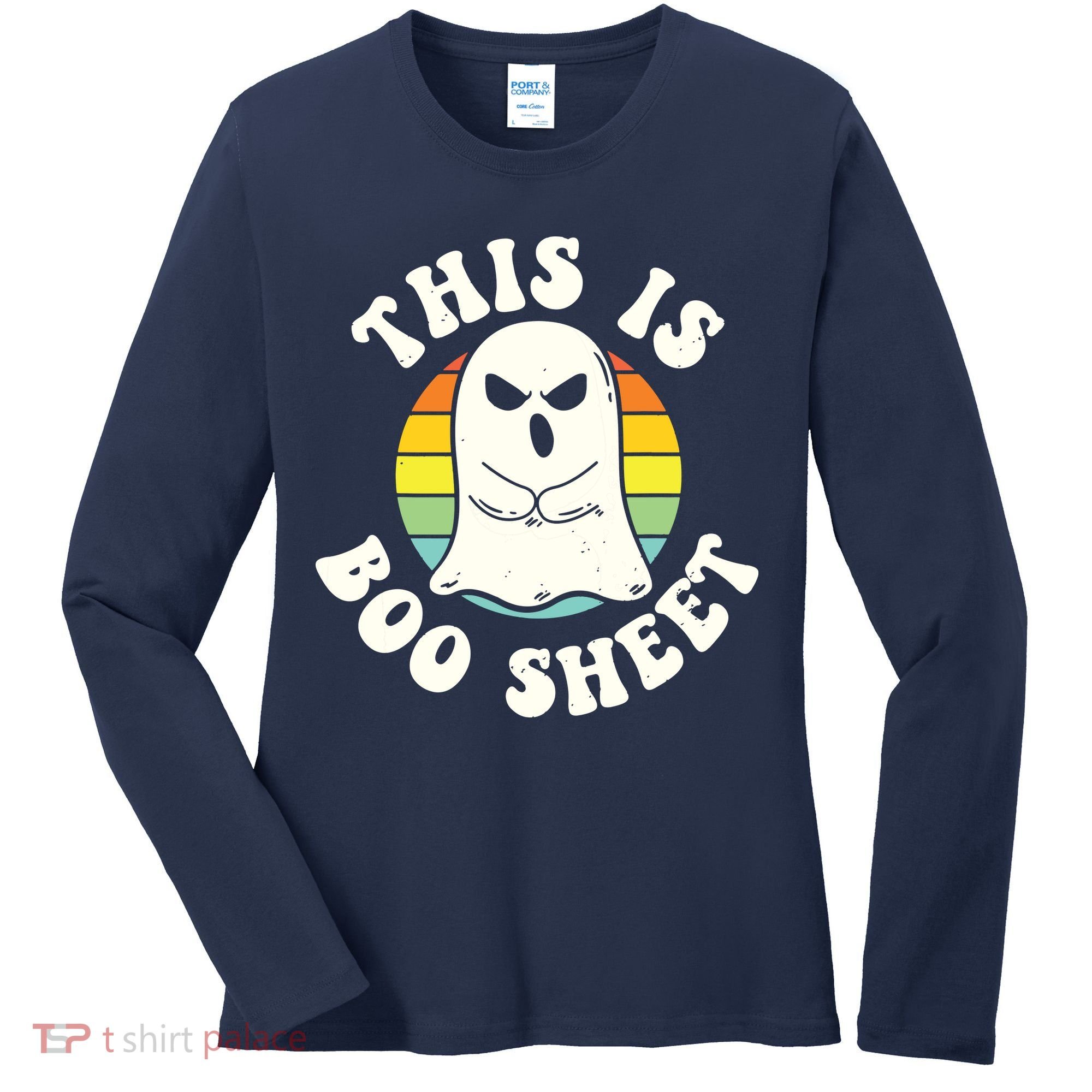 This Is Boo Sheet Ghost Retro Halloween Costume Women's Long Sleeve Shirt