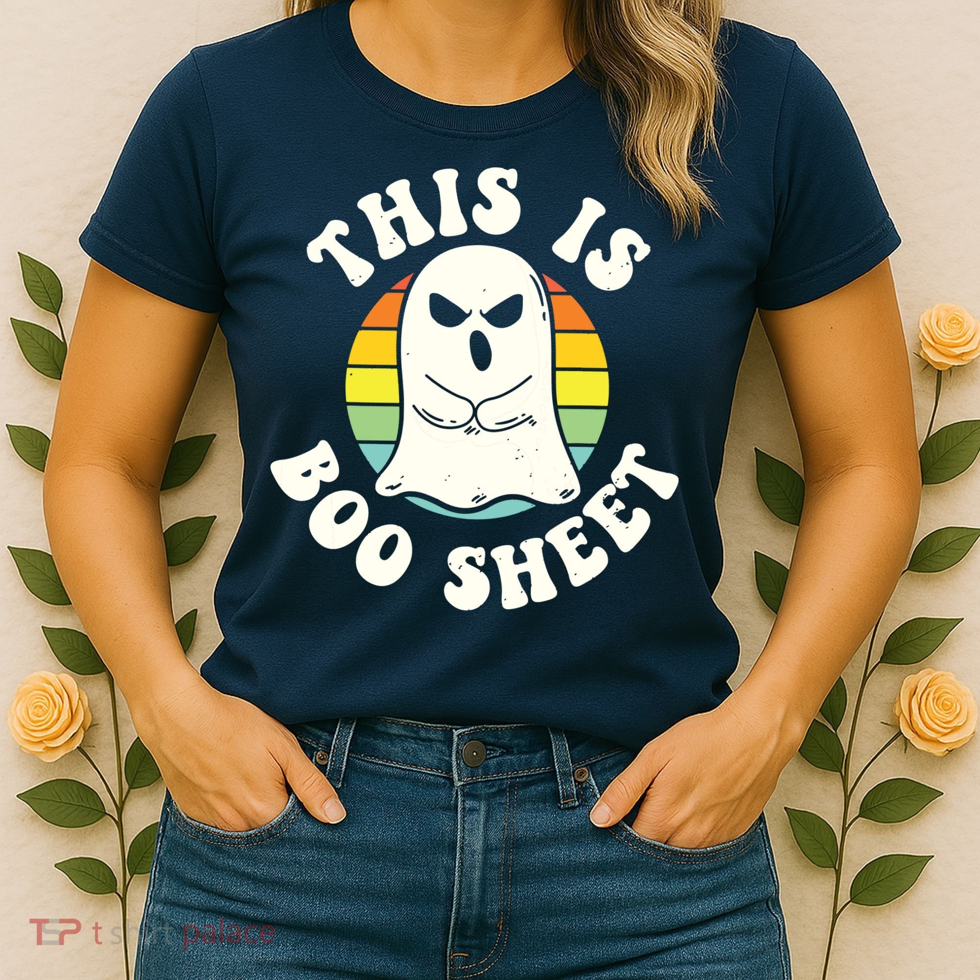 This Is Boo Sheet Ghost Retro Halloween Costume Women's T-Shirt