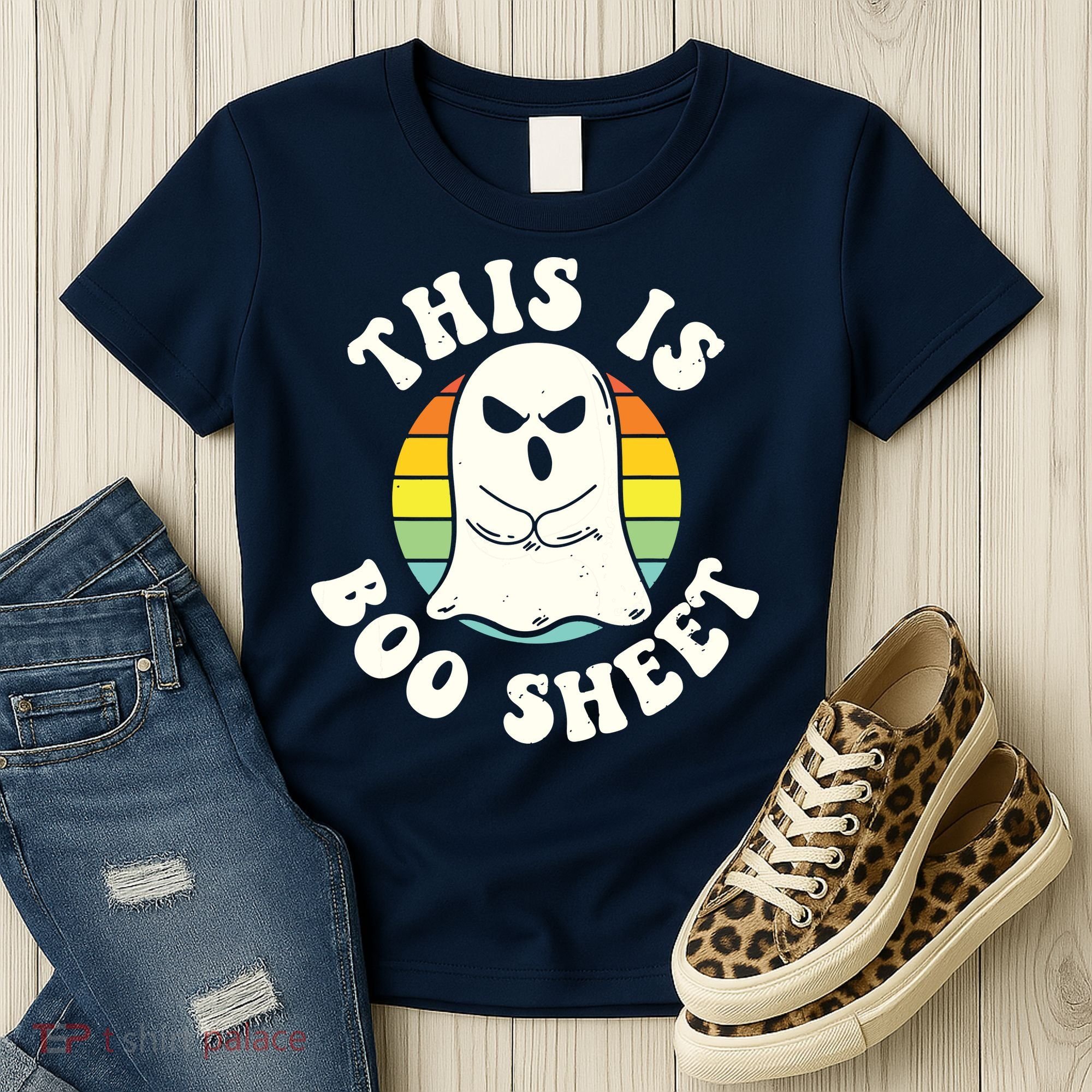 This Is Boo Sheet Ghost Retro Halloween Costume Women's T-Shirt