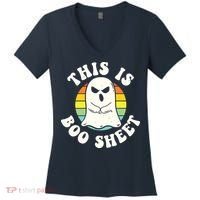 This Is Boo Sheet Ghost Retro Halloween Costume Women's V-Neck T-Shirt thumb 0