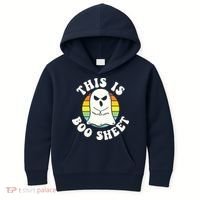 This Is Boo Sheet Ghost Retro Halloween Costume Kids Hoodie thumb 0