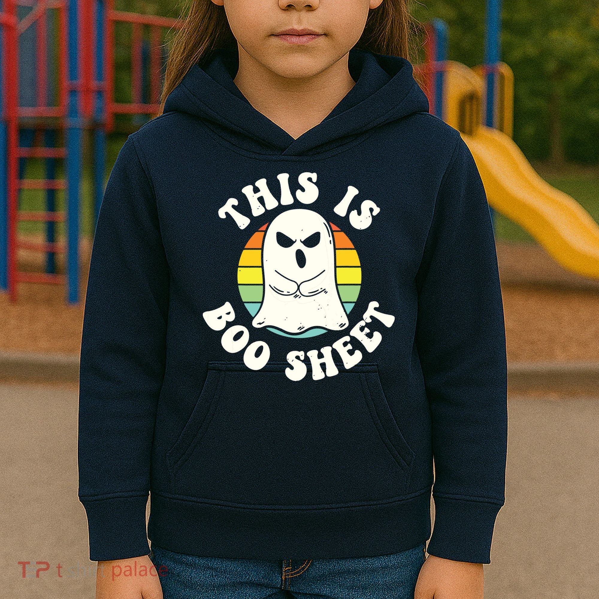 This Is Boo Sheet Ghost Retro Halloween Costume Kids Hoodie