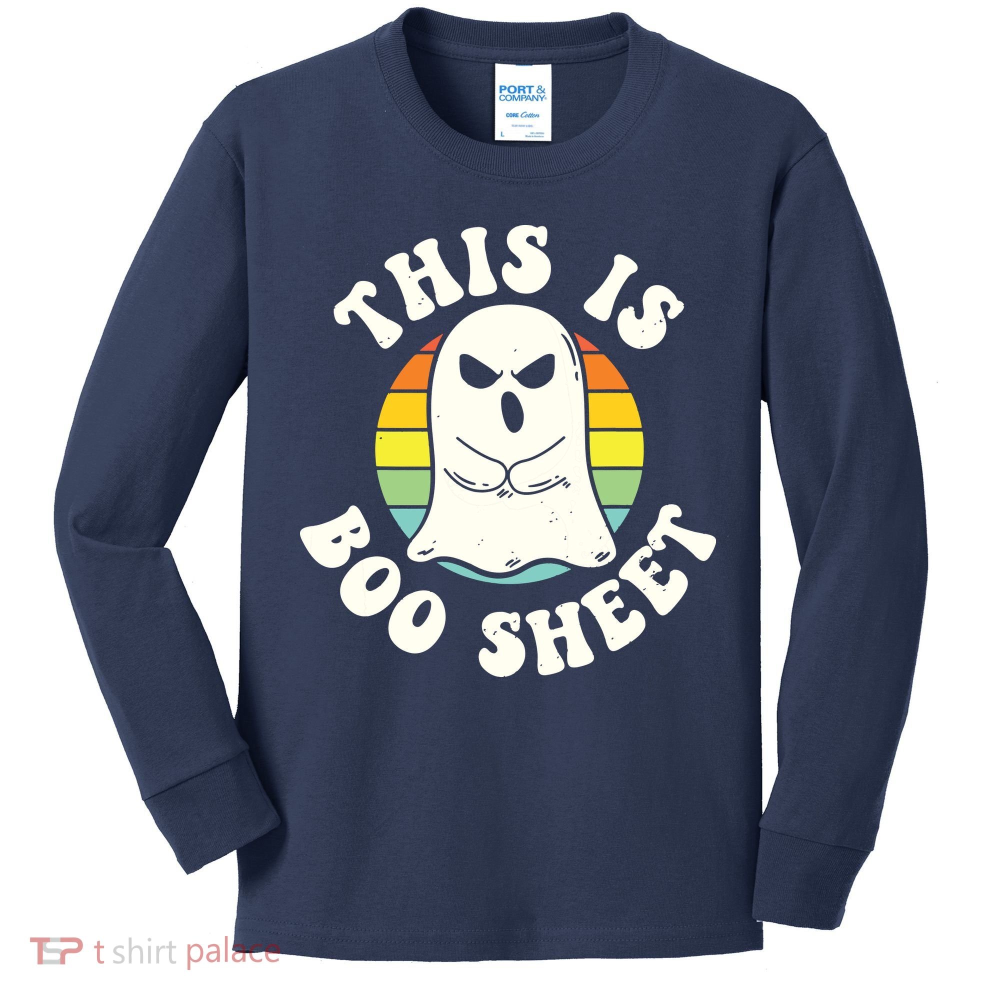 This Is Boo Sheet Ghost Retro Halloween Costume Kids Long Sleeve Shirt