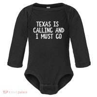 Texas is Calling and I Must Go Funny Home State Baby Long Sleeve Bodysuit thumb 0