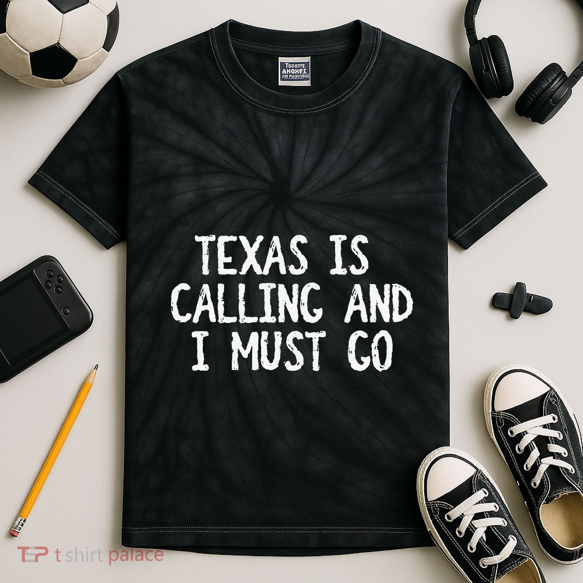 Texas is Calling and I Must Go Funny Home State Kids Tie-Dye T-Shirt