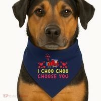Train I Choo Choo Choose You Valentines Day Hearts USA-Made Doggie Bandana thumb 1