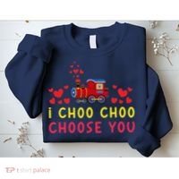 Train I Choo Choo Choose You Valentines Day Hearts Sweatshirt thumb 2