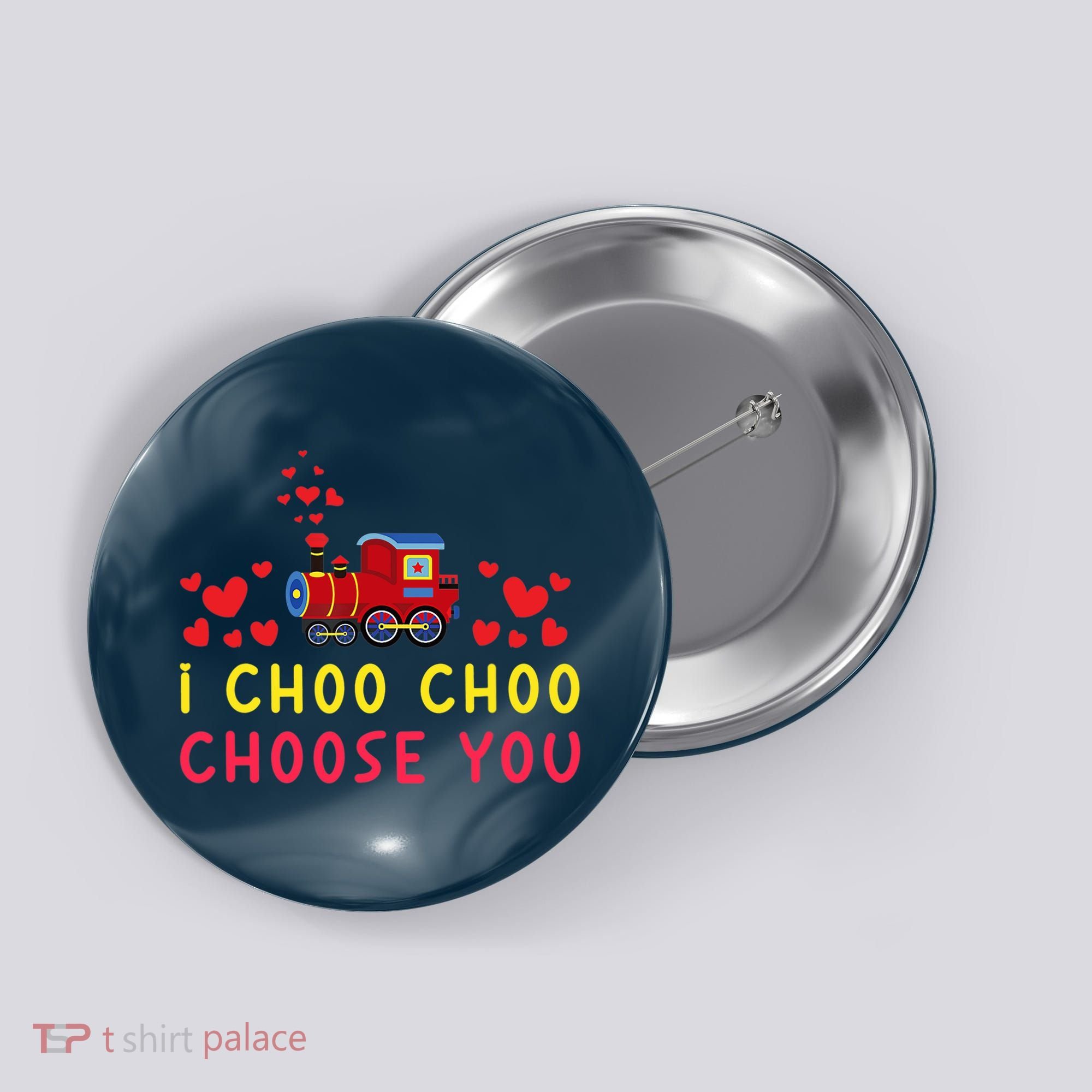 Train I Choo Choo Choose You Valentines Day Hearts Button