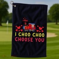 Train I Choo Choo Choose You Valentines Day Hearts Golf Towel thumb 1