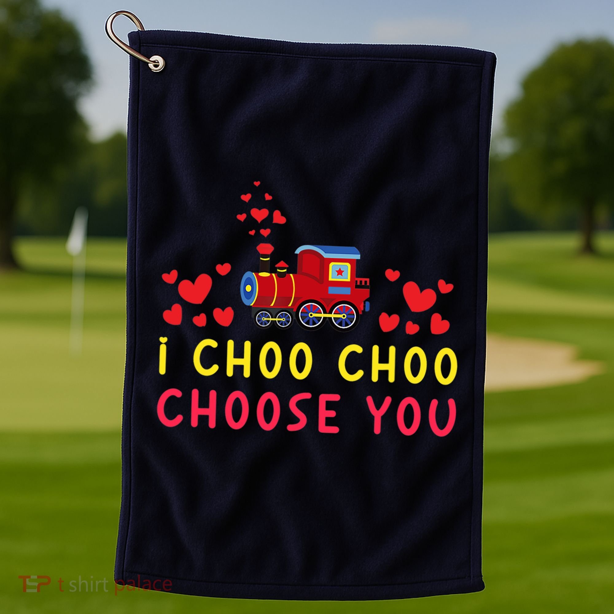 Train I Choo Choo Choose You Valentines Day Hearts Golf Towel