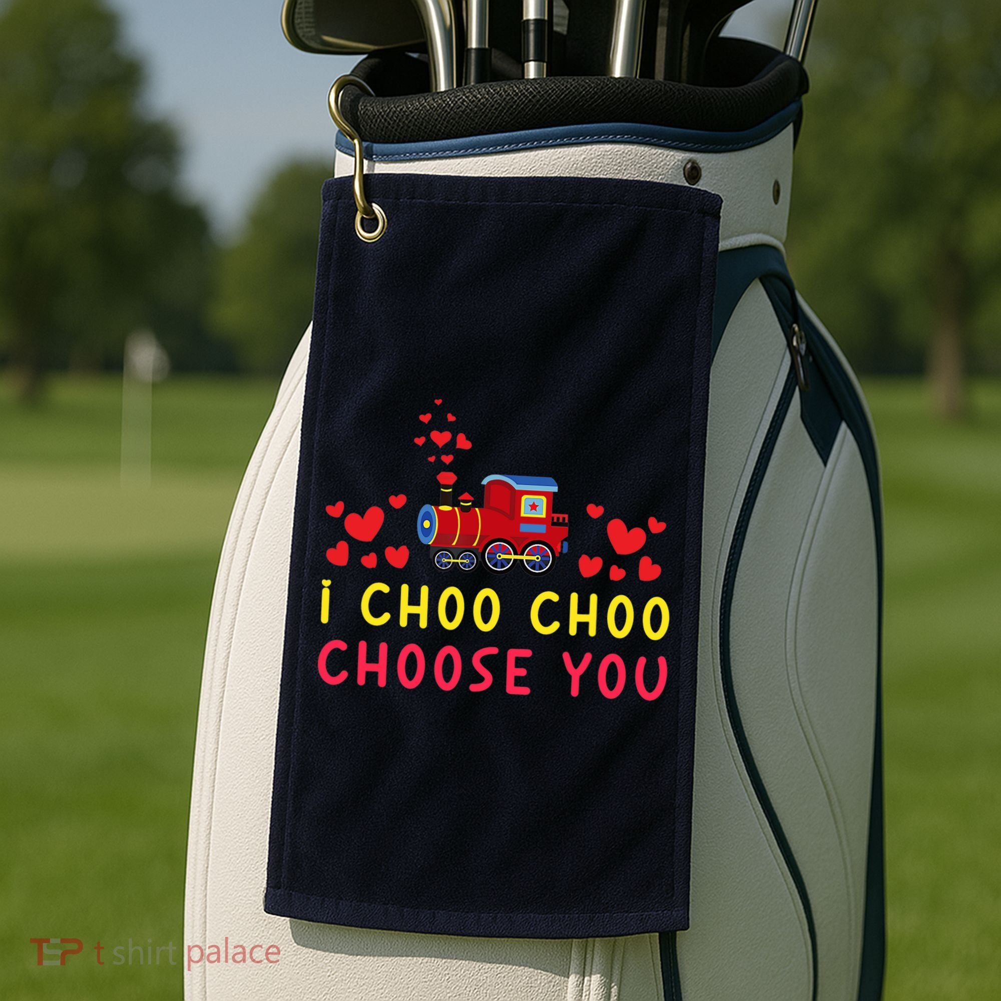 Train I Choo Choo Choose You Valentines Day Hearts Golf Towel