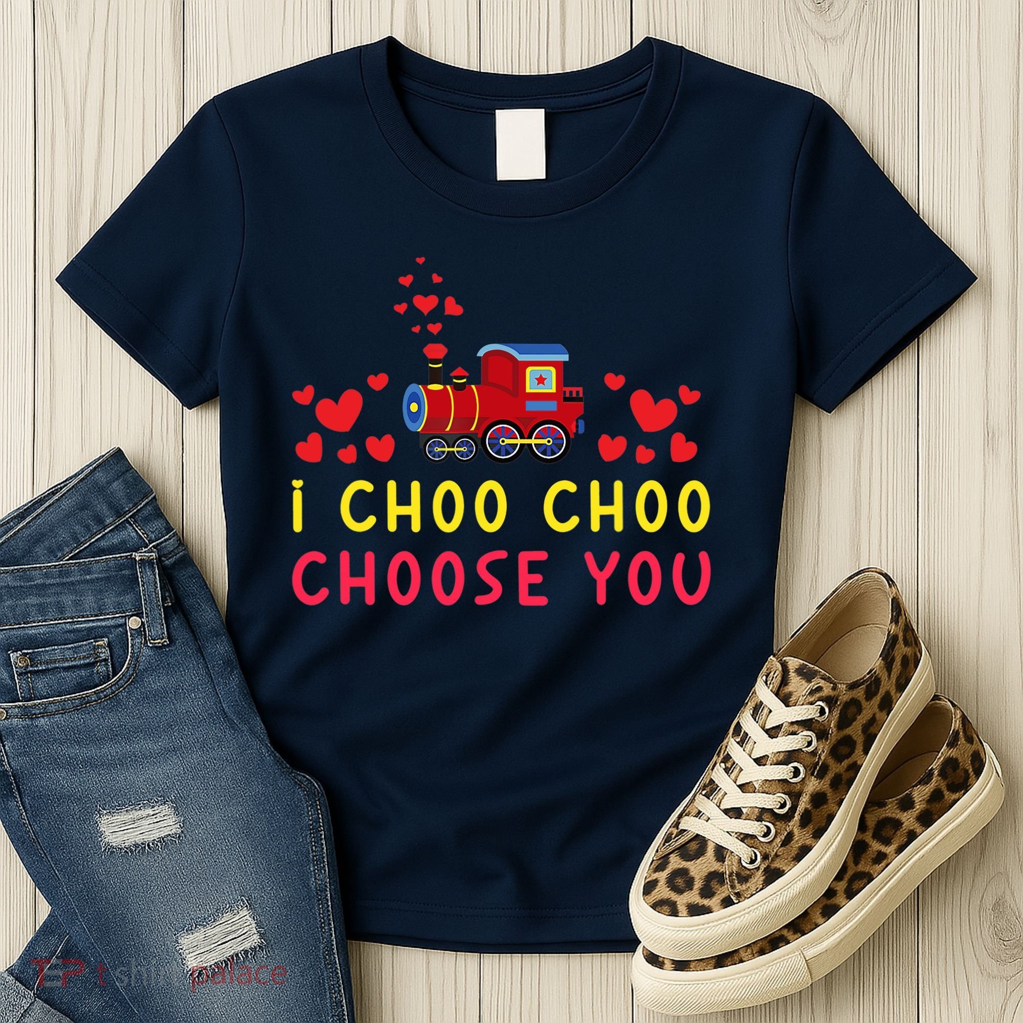 Train I Choo Choo Choose You Valentines Day Hearts Women's T-Shirt