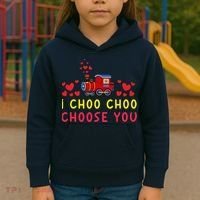 Train I Choo Choo Choose You Valentines Day Hearts Kids Hoodie thumb 3