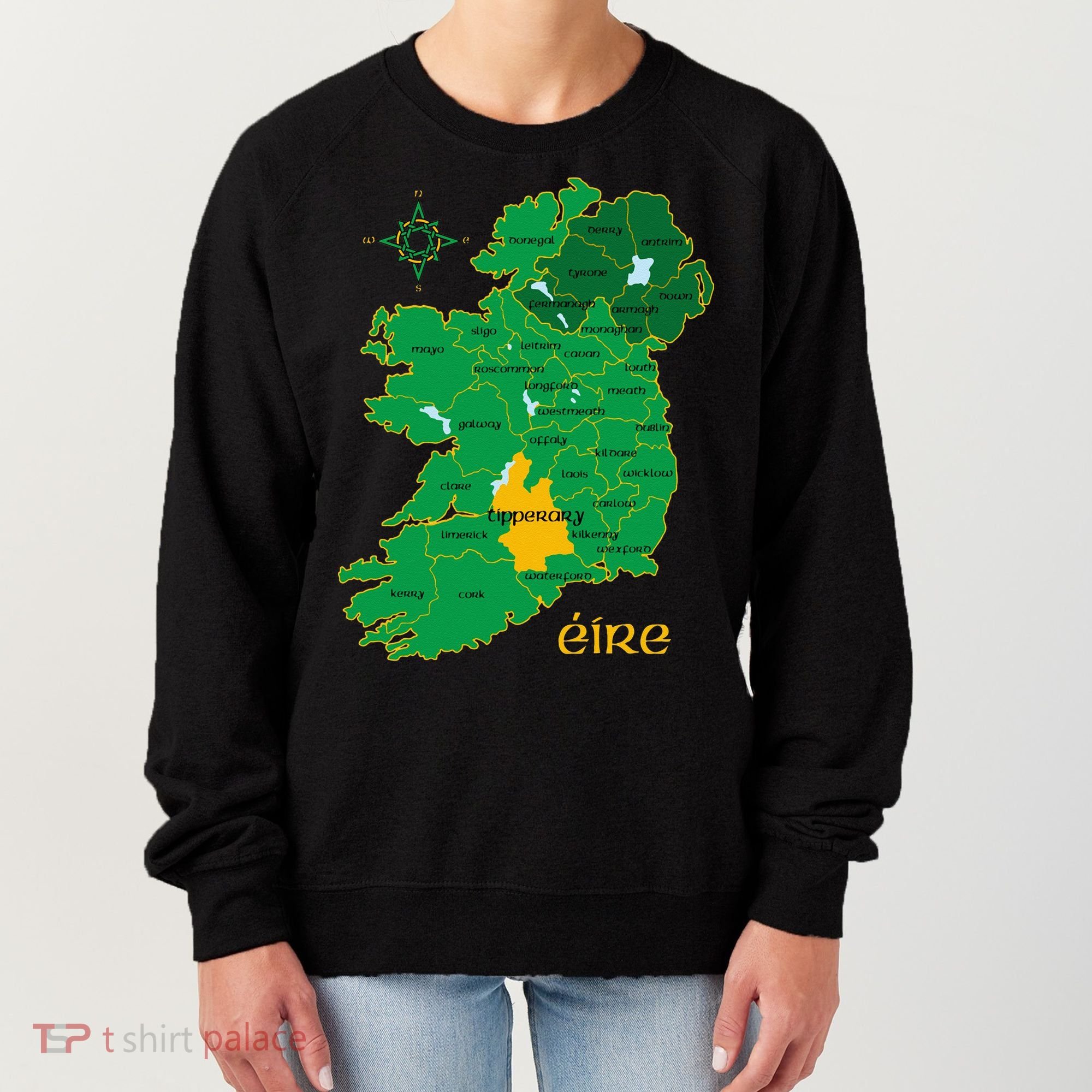Tipperary Ireland County Map Eire Irish Travel Women's Sweatshirt