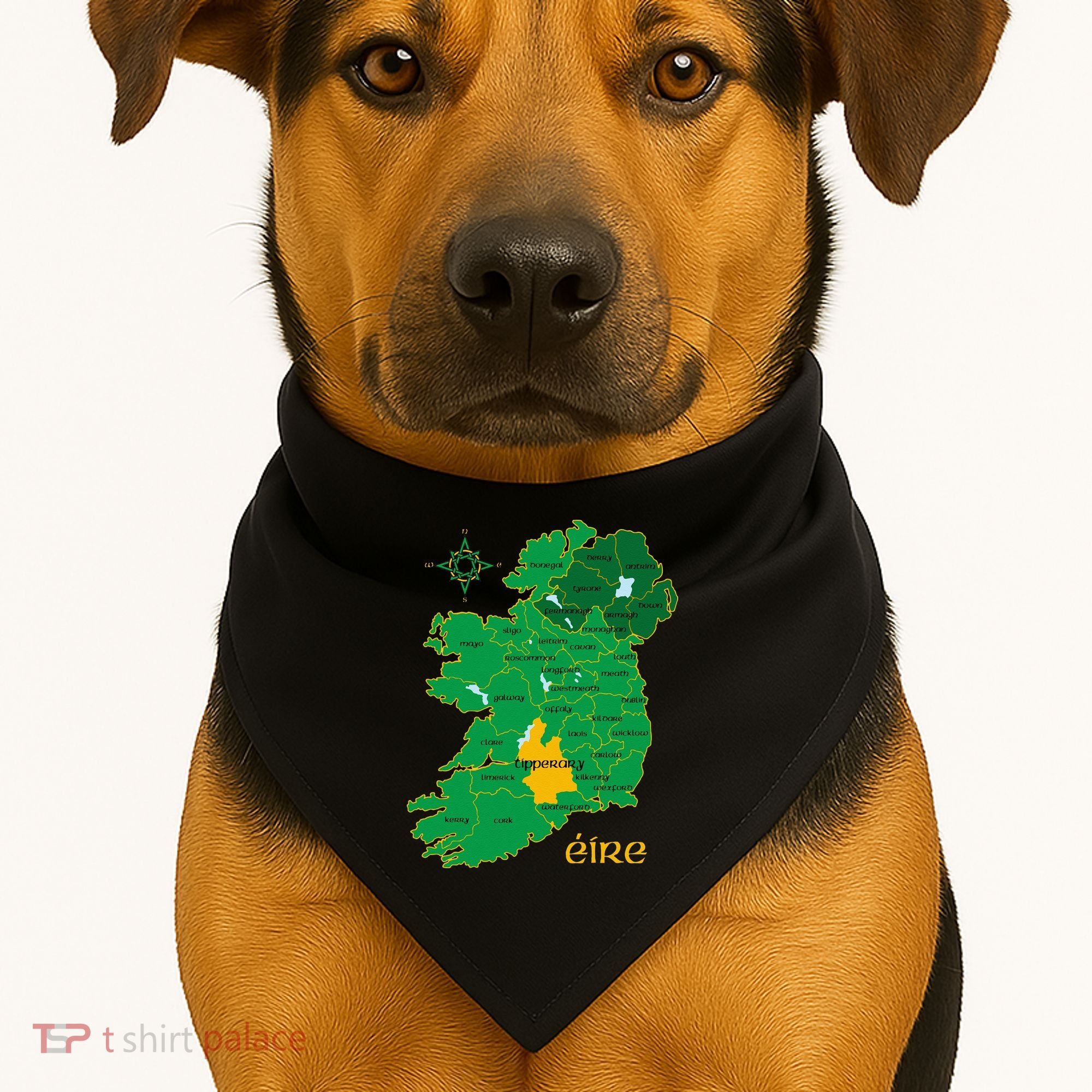 Tipperary Ireland County Map Eire Irish Travel USA-Made Doggie Bandana