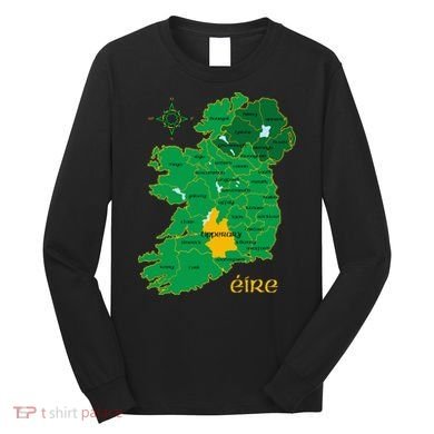 Tipperary Ireland County Map Eire Irish Travel Long Sleeve Shirt