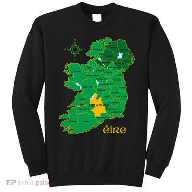 Tipperary Ireland County Map Eire Irish Travel Sweatshirt
