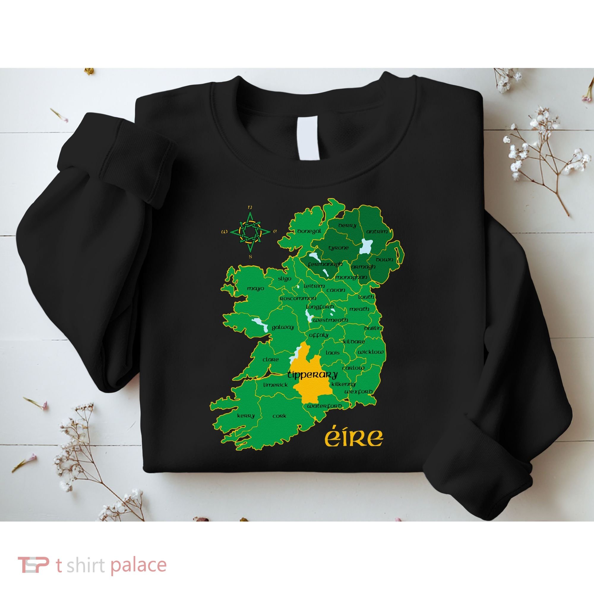 Tipperary Ireland County Map Eire Irish Travel Sweatshirt