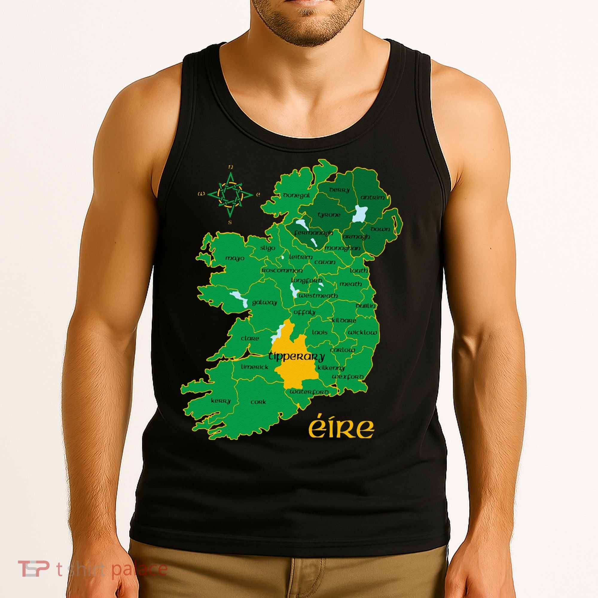 Tipperary Ireland County Map Eire Irish Travel Tank Top