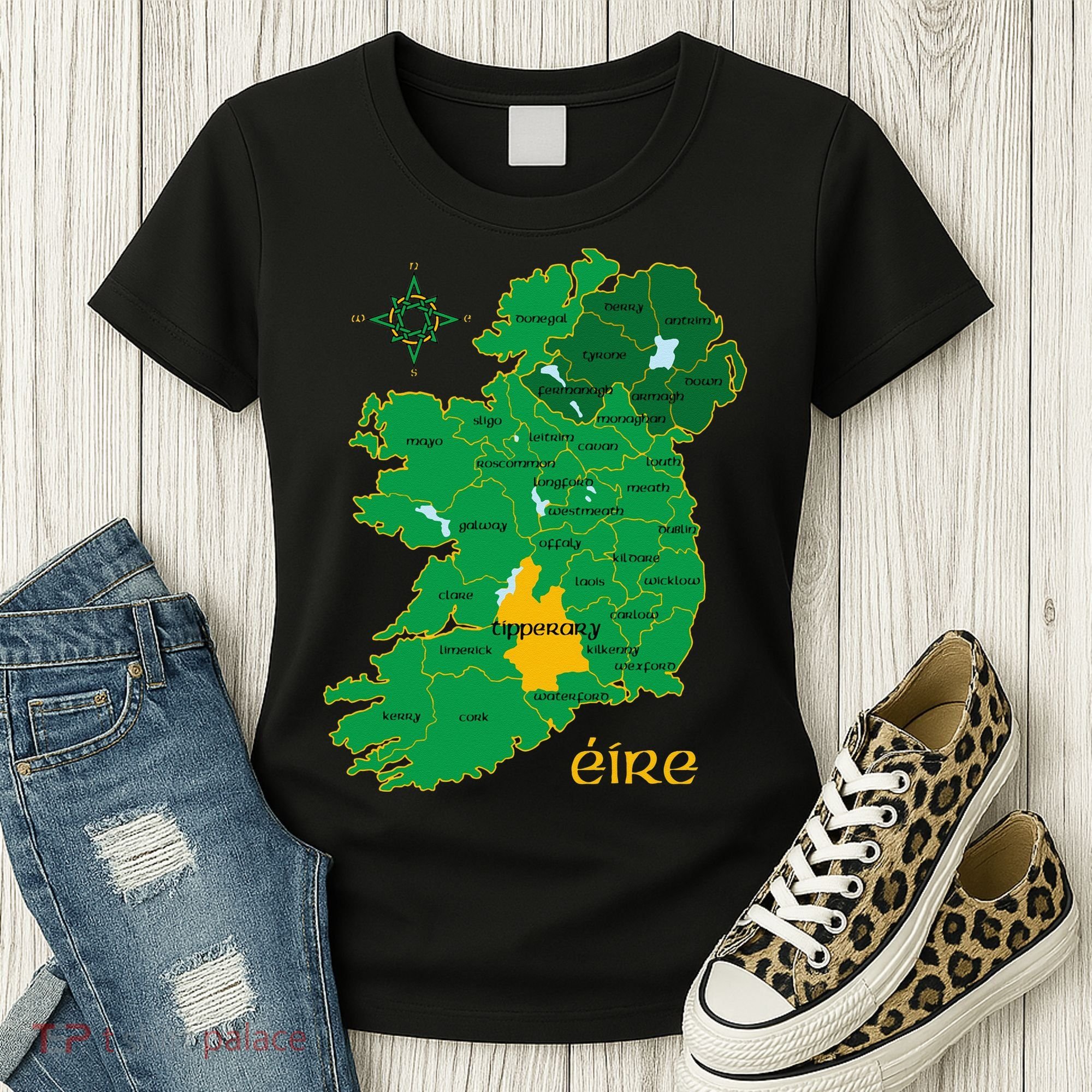 Tipperary Ireland County Map Eire Irish Travel Women's T-Shirt