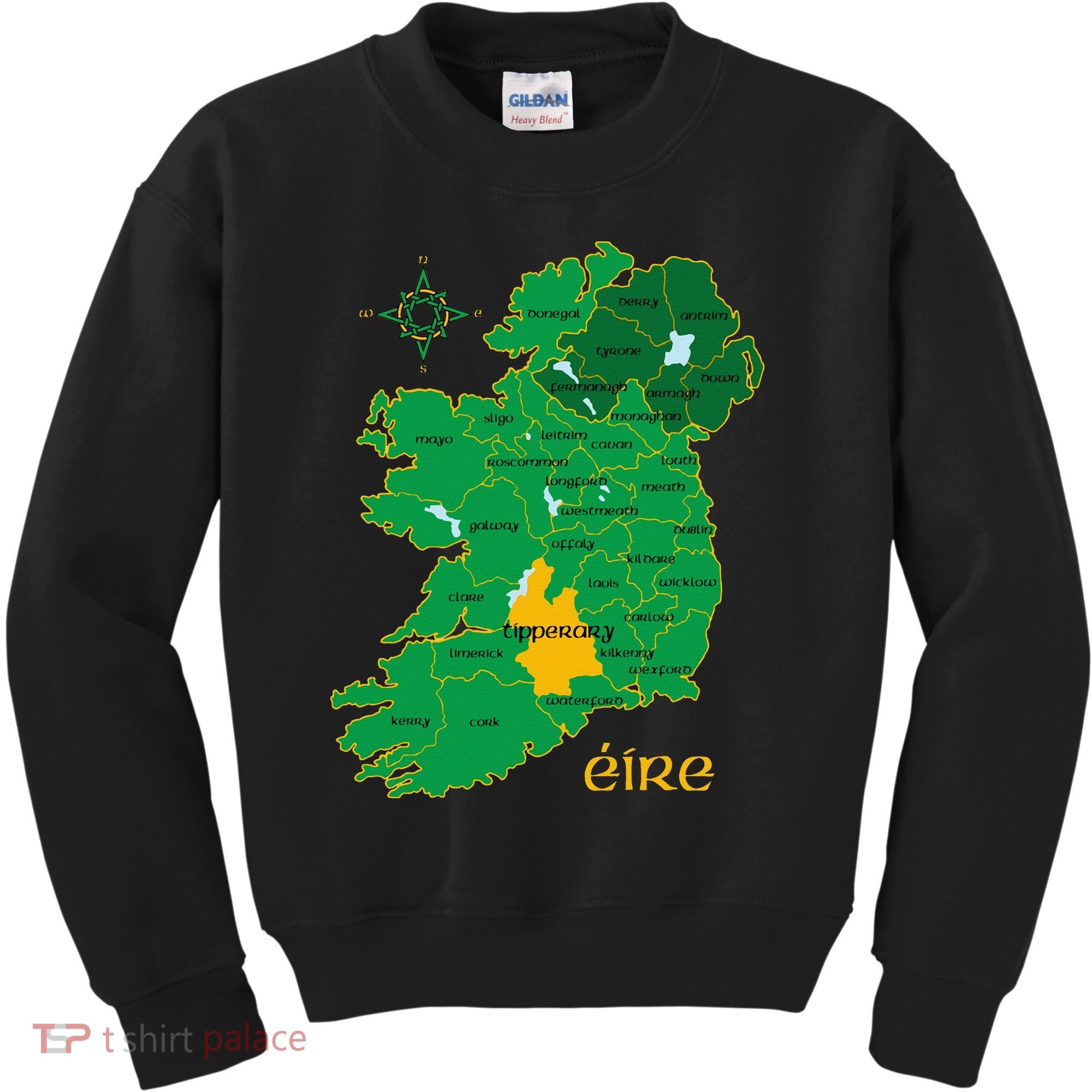 Tipperary Ireland County Map Eire Irish Travel Kids Sweatshirt