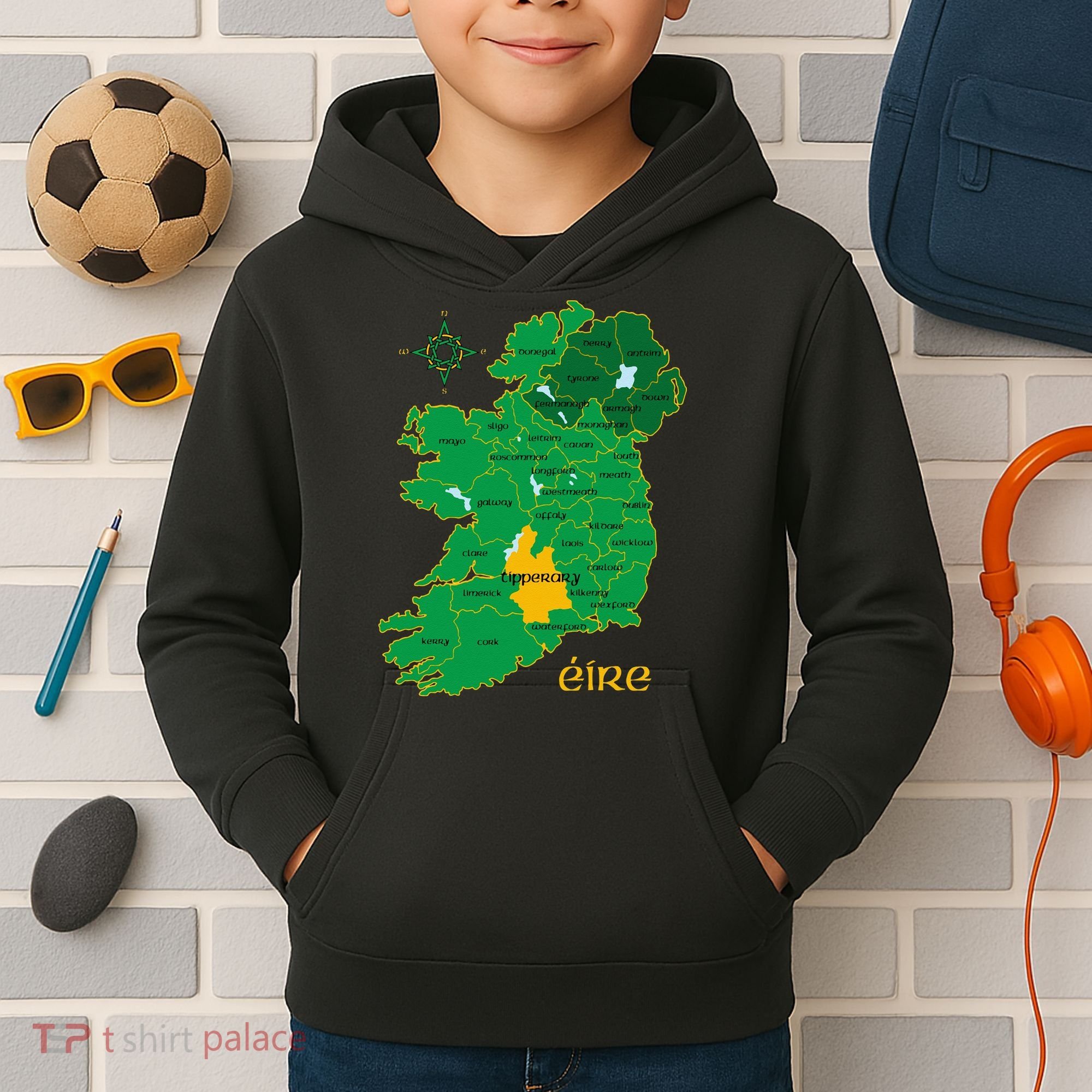 Tipperary Ireland County Map Eire Irish Travel Kids Hoodie