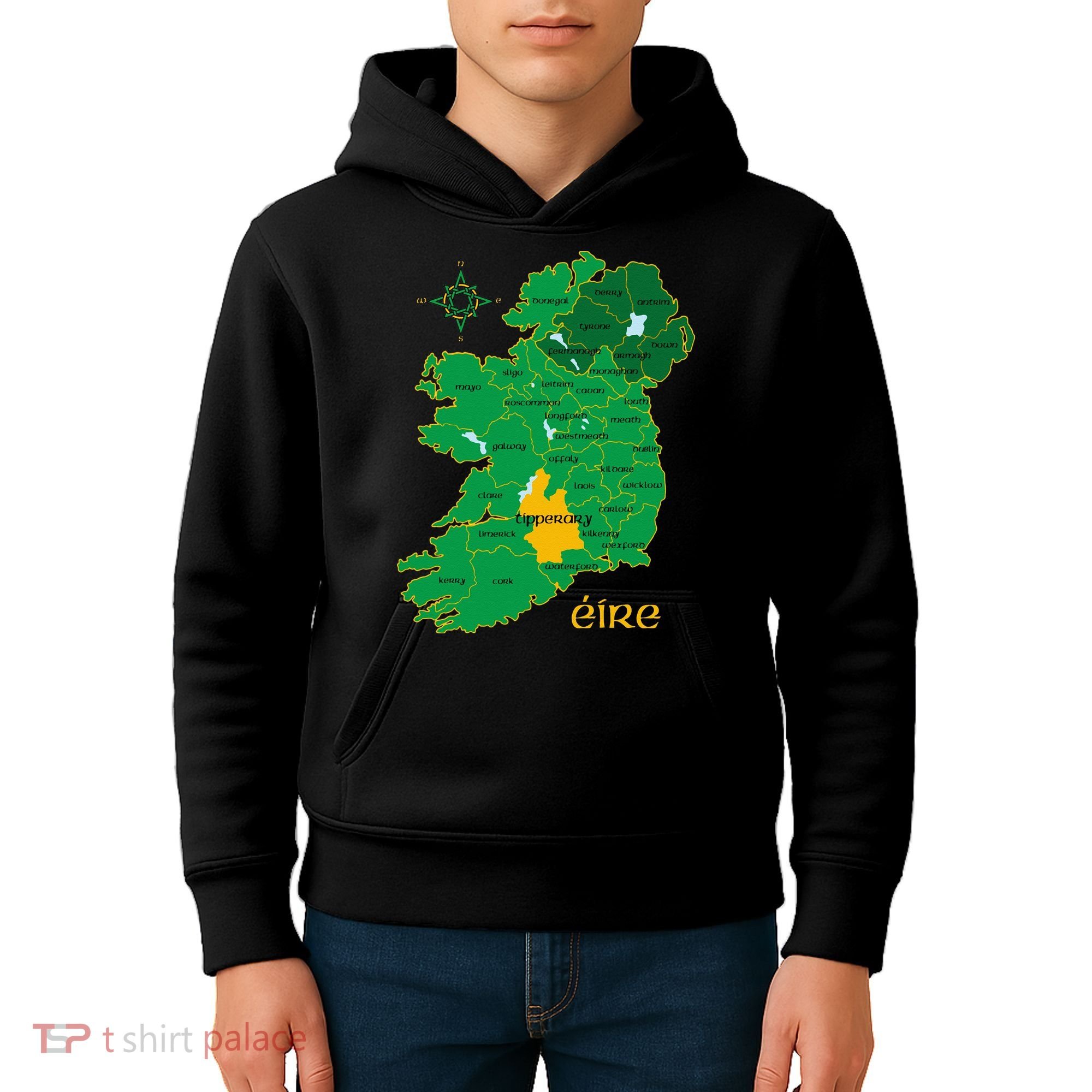 Tipperary Ireland County Map Eire Irish Travel Kids Hoodie