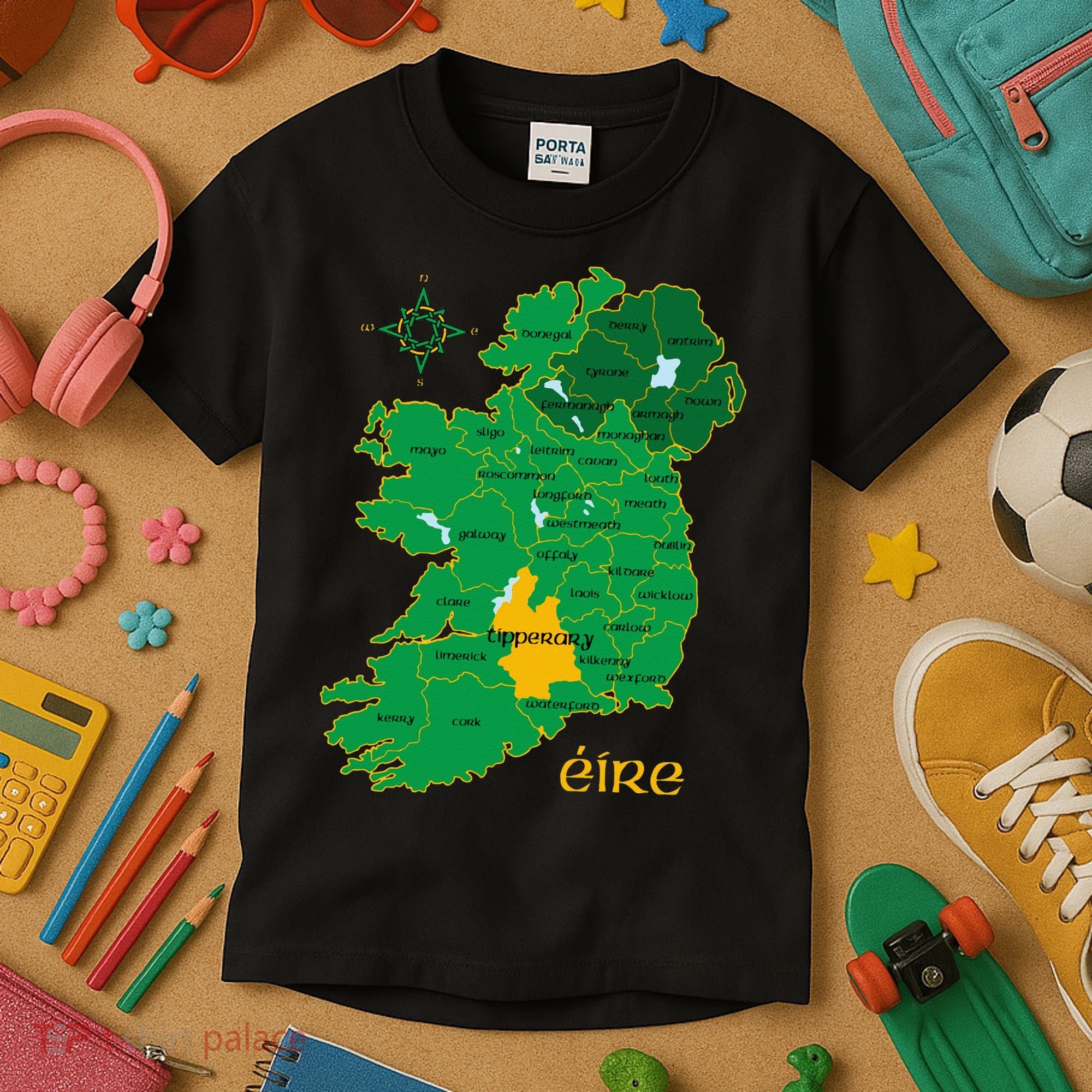 Tipperary Ireland County Map Eire Irish Travel Kids T-Shirt