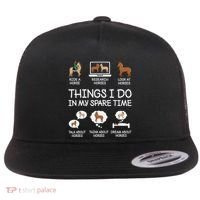 Things I Do In My Spare Time Funny Horse Lovers Flat Bill Trucker Hat thumb 0