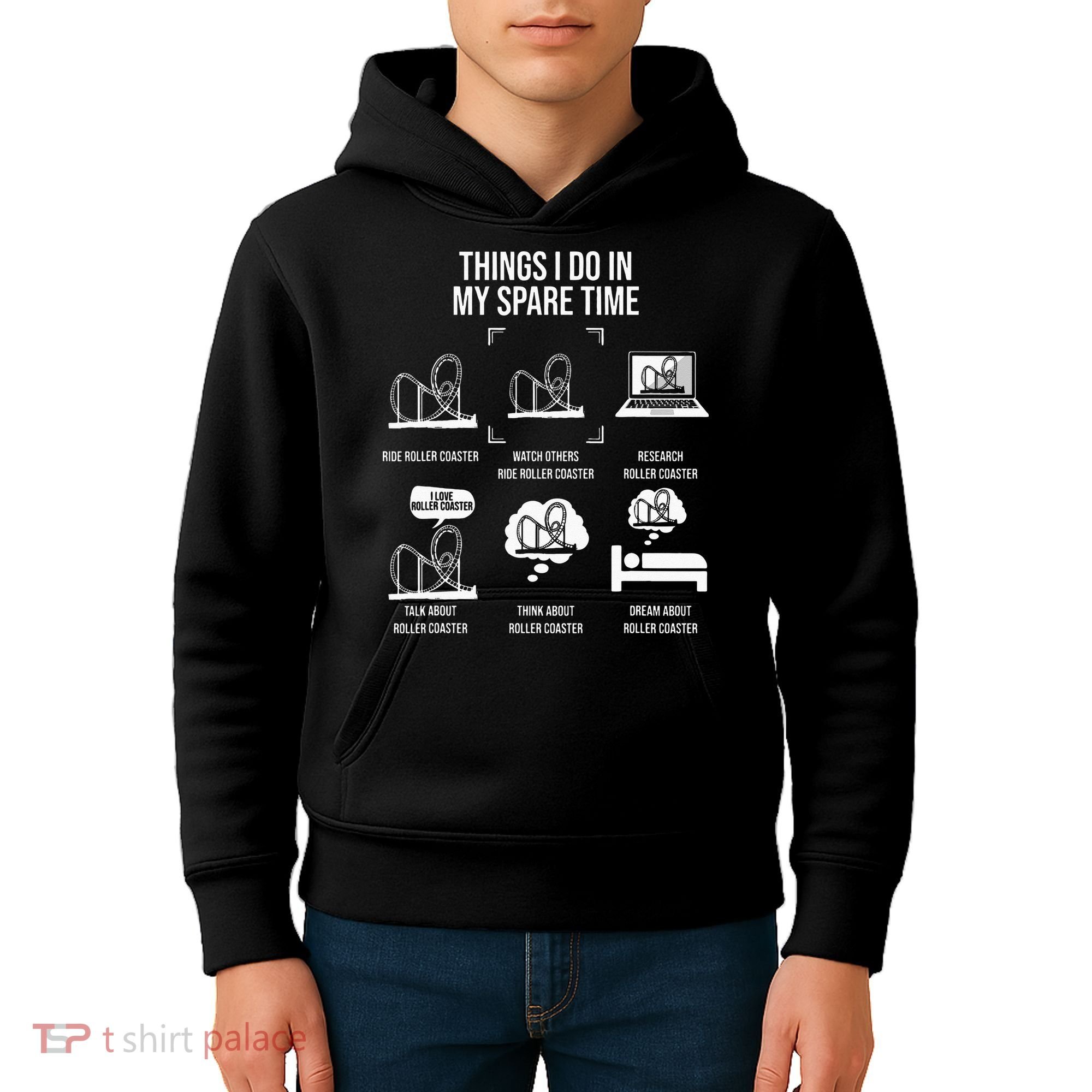 Things I Do In My Spare Time Rollercoaster Theme Park Kids Hoodie