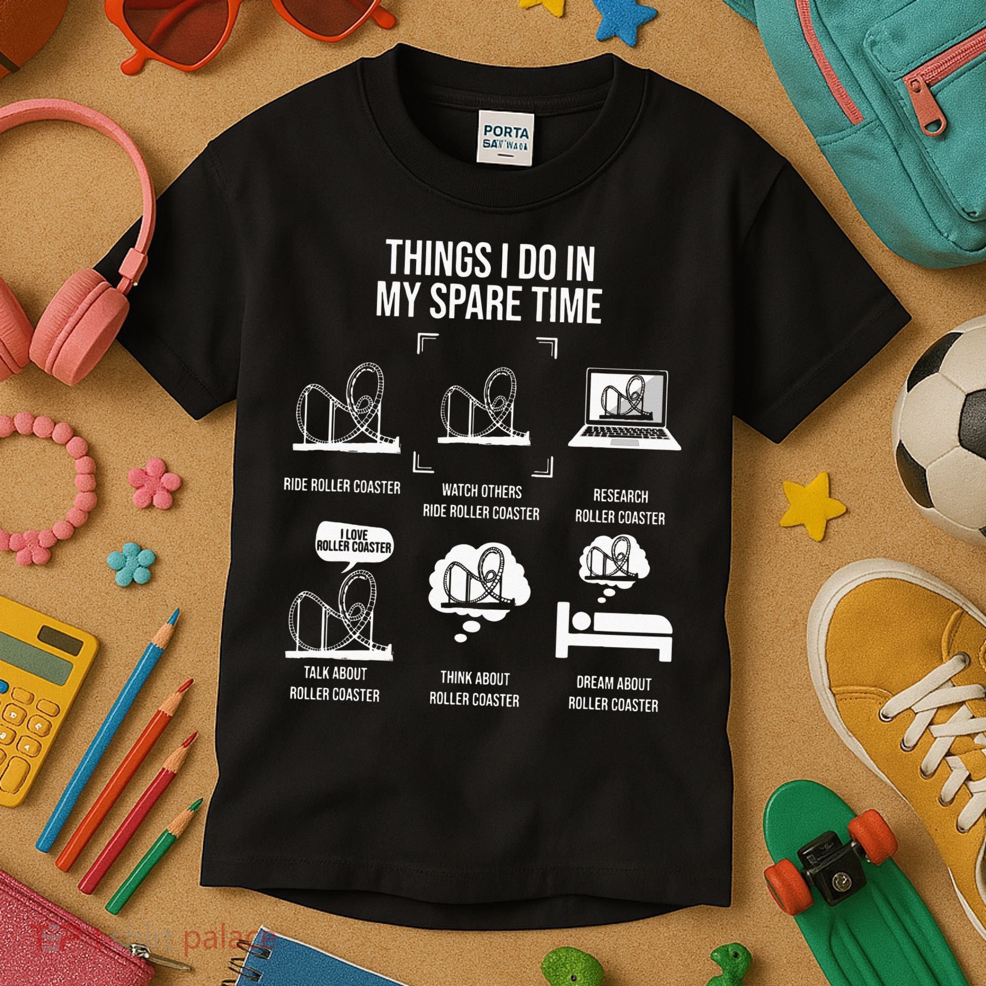 Things I Do In My Spare Time Rollercoaster Theme Park Kids T-Shirt