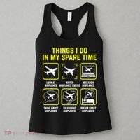 Things I Do In My Spare Time Airplanes Aviation Pilot Women's Tank Top thumb 3